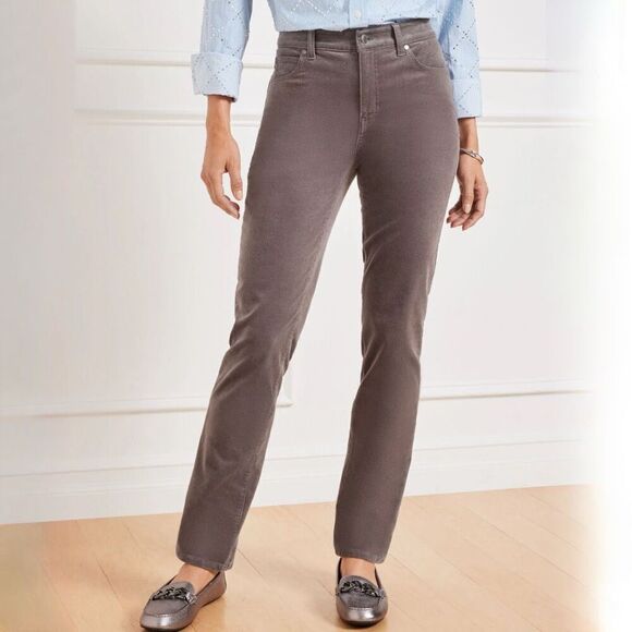 Talbots Corduroy Straight Leg Pant size 14P Grey - Picture 1 of 8